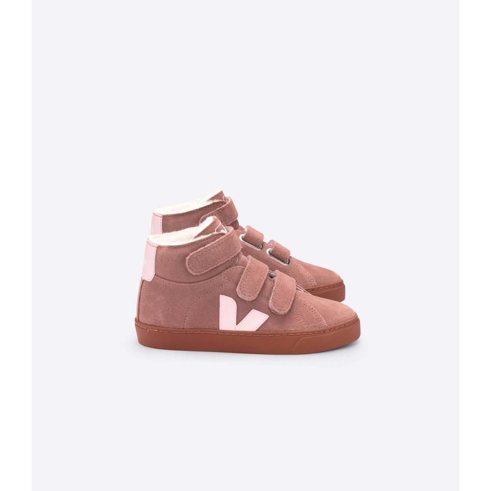 Pink Kids\' Veja ESPLAR MID FURED SUEDE High Tops | AU 688QMA